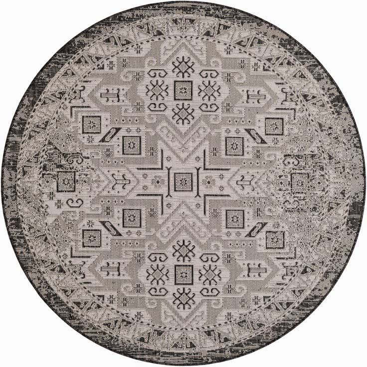 Detail image of 6' x 6' Easy-Clean Aztec Indoor / Outdoor Round Rug
