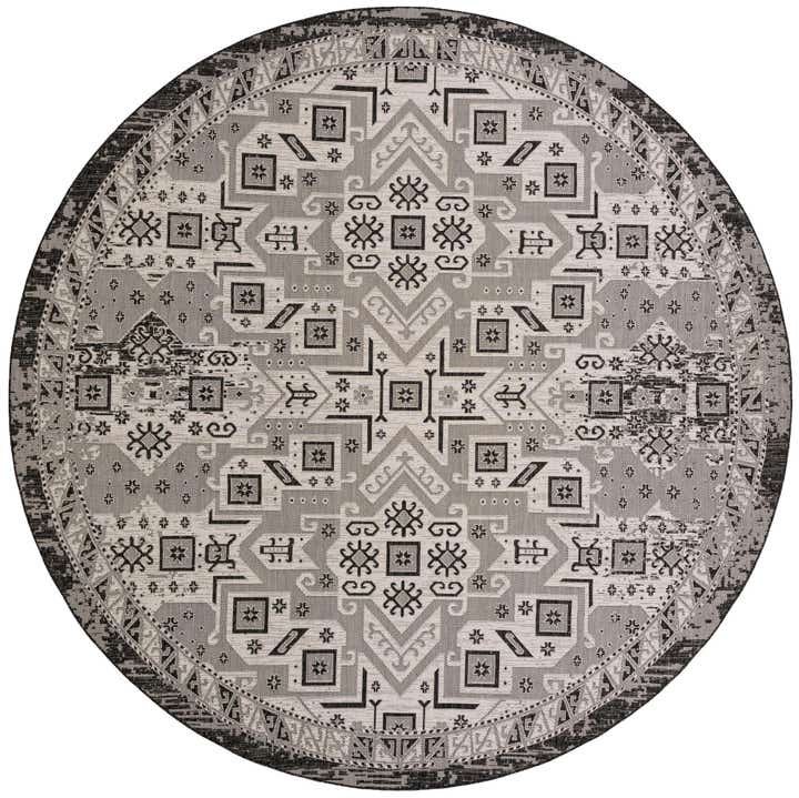 13' x 13' Easy-Clean Aztec Indoor / Outdoor Round Rug