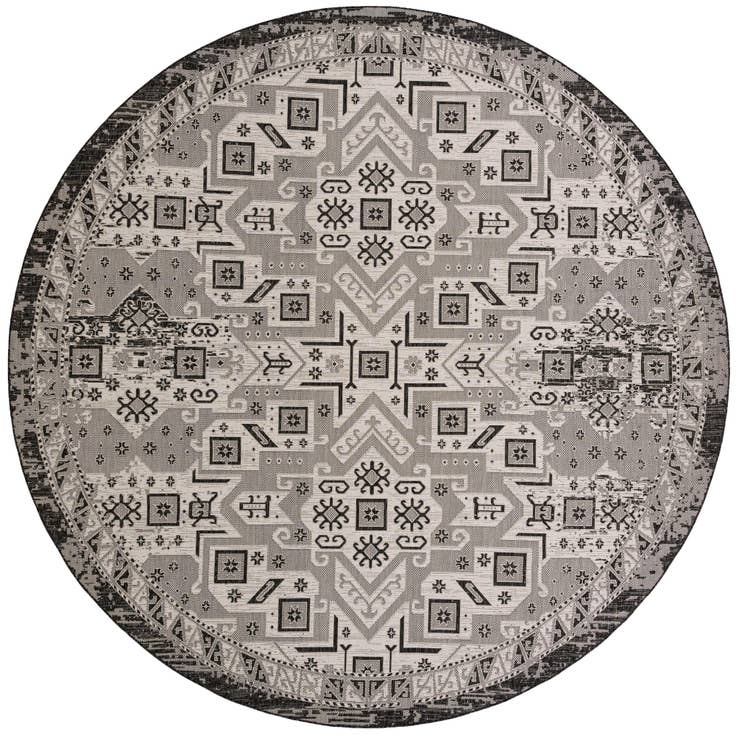 Detail image of 13' x 13' Easy-Clean Aztec Indoor / Outdoor Round Rug