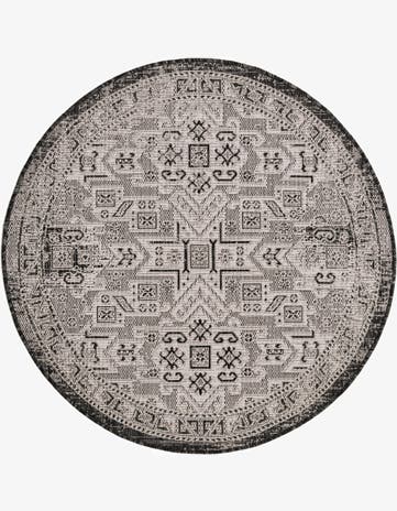 4' x 4' Easy-Clean Aztec Indoor / Outdoor Round Rug