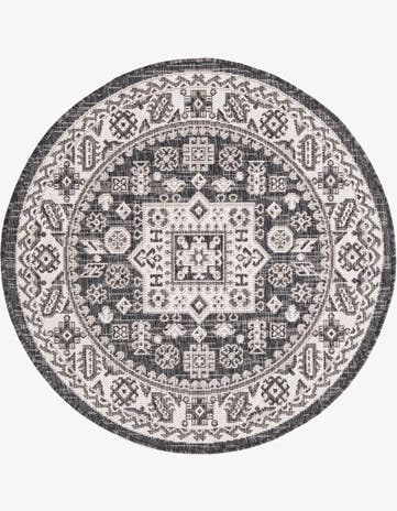 3' x 3' Easy-Clean Aztec Indoor / Outdoor Round Rug