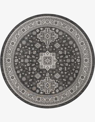 13' x 13' Easy-Clean Aztec Indoor / Outdoor Round Rug