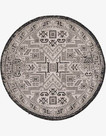 3' x 3' Easy-Clean Aztec Indoor / Outdoor Round Rug