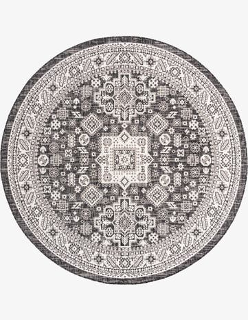 7' 10 x 7' 10 Easy-Clean Aztec Indoor / Outdoor Round Rug