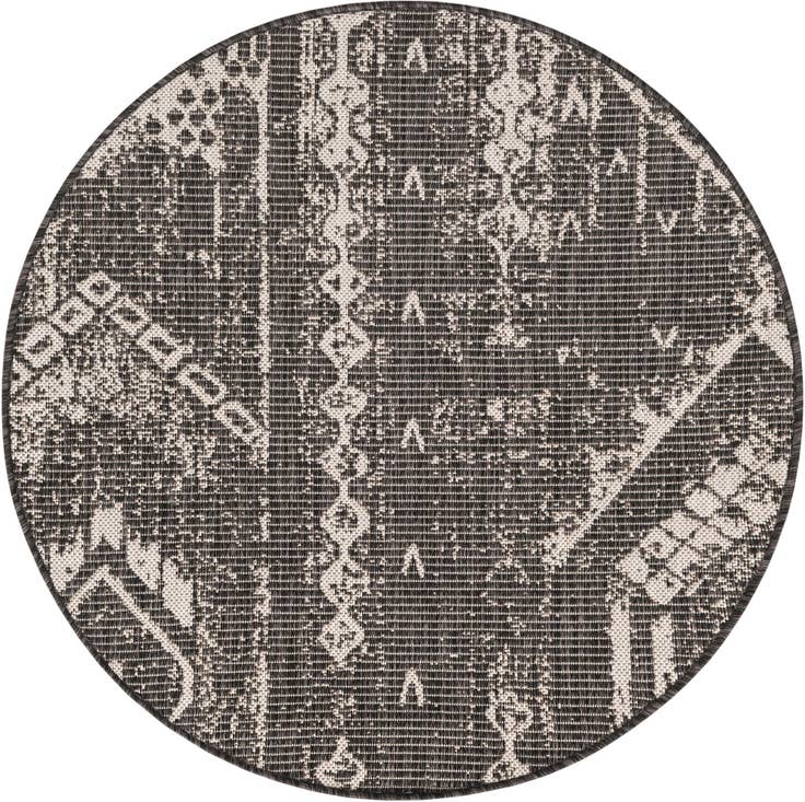 Detail image of 3' x 3' Easy-Clean Bohemian Indoor / Outdoor Round Rug