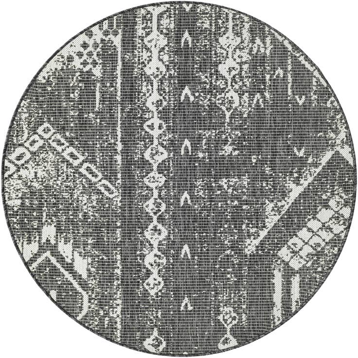 Detail image of 4' x 4' Easy-Clean Bohemian Indoor / Outdoor Round Rug