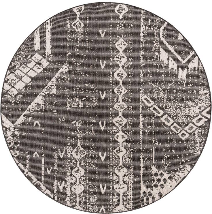 Detail image of 6' x 6' Easy-Clean Bohemian Indoor / Outdoor Round Rug