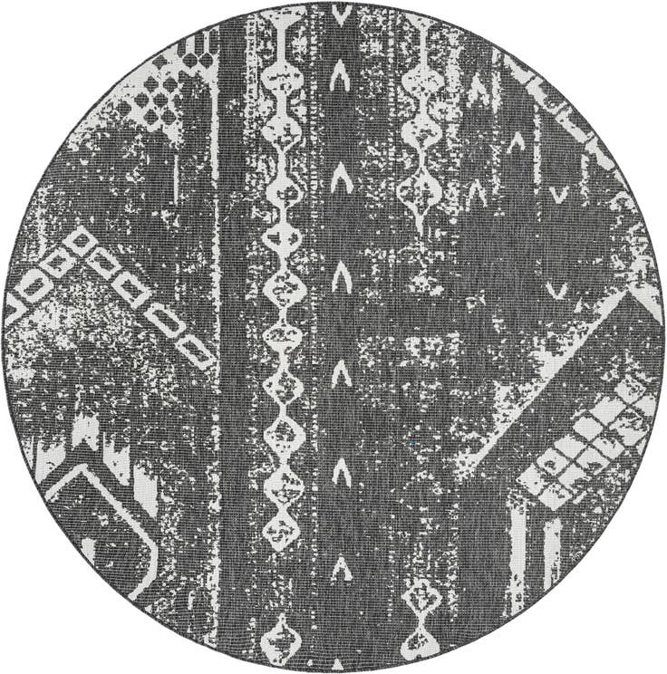 Detail image of 7' 10 x 7' 10 Easy-Clean Bohemian Indoor / Outdoor Round Rug