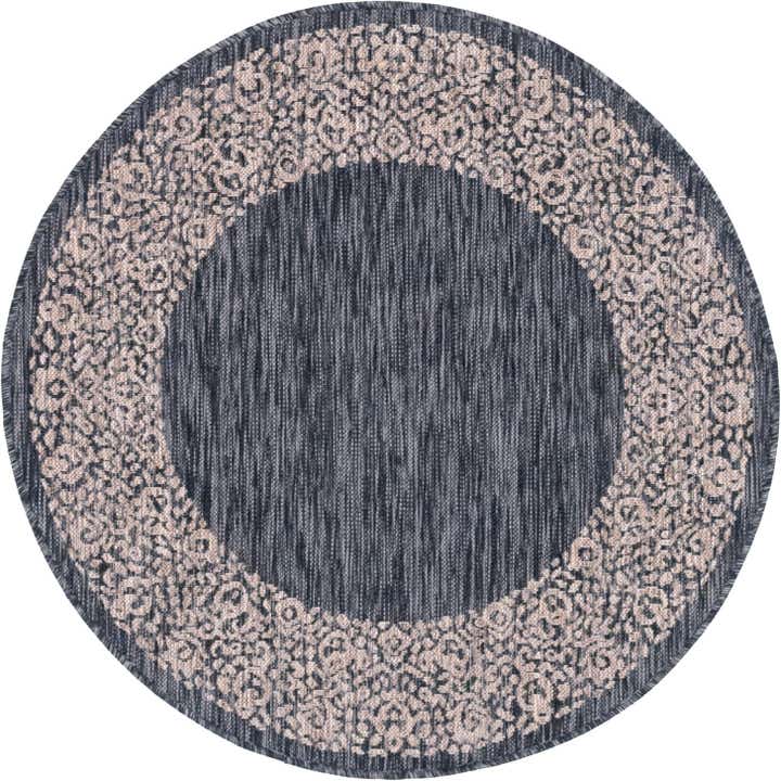 4' x 4' Easy-Clean Border Indoor / Outdoor Round Rug
