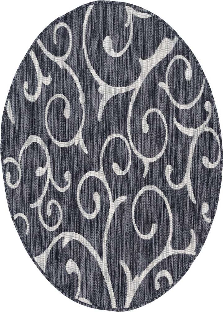 4' x 4' Easy-Clean Botanical Indoor / Outdoor Round Rug