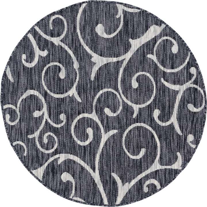 4' x 4' Easy-Clean Botanical Indoor / Outdoor Round Rug