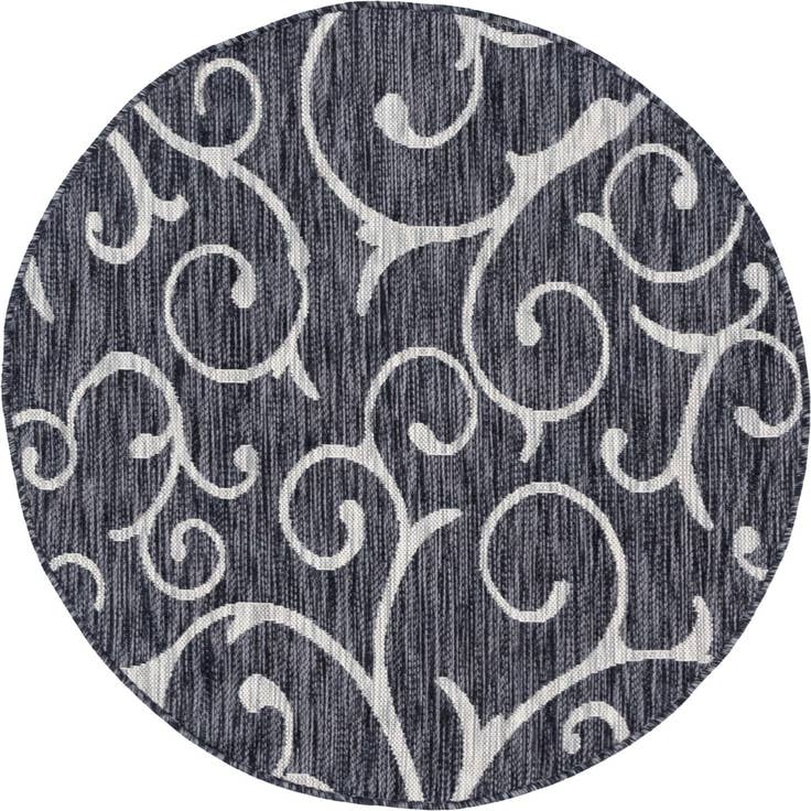 Detail image of 4' x 4' Easy-Clean Botanical Indoor / Outdoor Round Rug