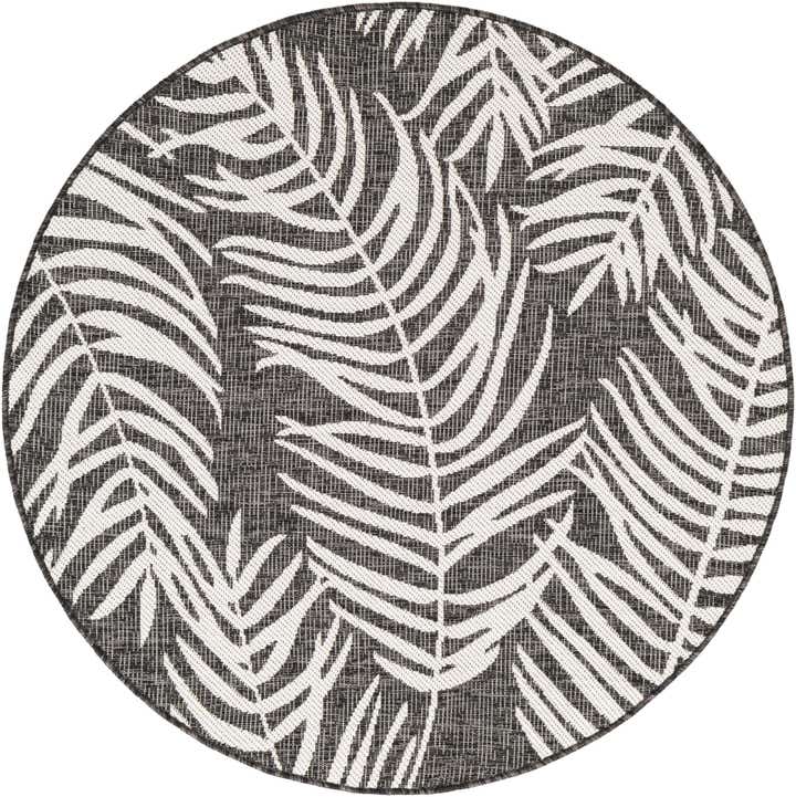 4' x 4' Easy-Clean Botanical Indoor / Outdoor Round Rug