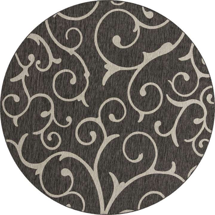 10' 8 x 10' 8 Easy-Clean Botanical Indoor / Outdoor Round Rug
