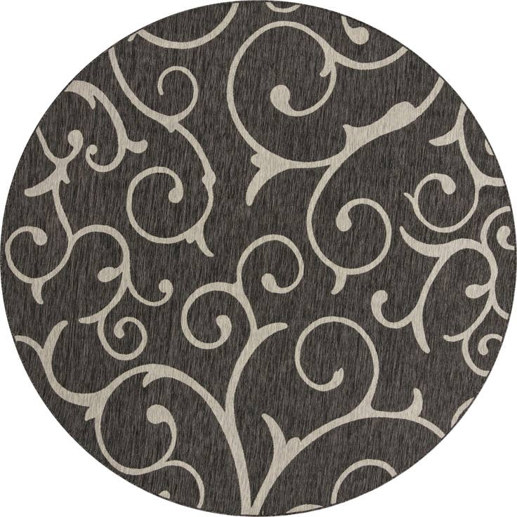 Detail image of 10' 8 x 10' 8 Easy-Clean Botanical Indoor / Outdoor Round Rug
