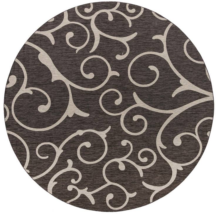Detail image of 13' x 13' Easy-Clean Botanical Indoor / Outdoor Round Rug