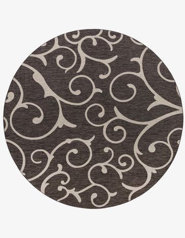 13' x 13' Easy-Clean Botanical Indoor / Outdoor Round Rug