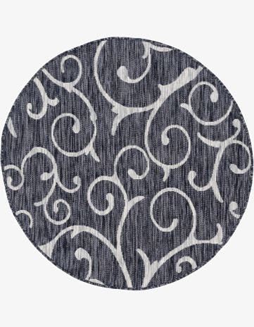 4' x 4' Easy-Clean Botanical Indoor / Outdoor Round Rug