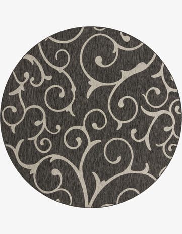 10' 8 x 10' 8 Easy-Clean Botanical Indoor / Outdoor Round Rug