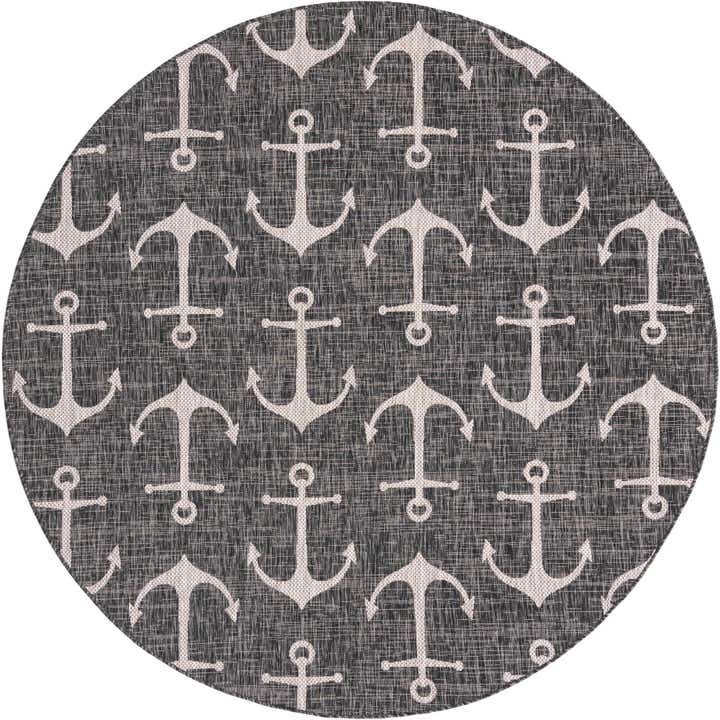 7' 10 x 7' 10 Easy-Clean Coastal Indoor / Outdoor Round Rug