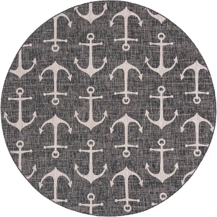 Detail image of 7' 10 x 7' 10 Easy-Clean Coastal Indoor / Outdoor Round Rug