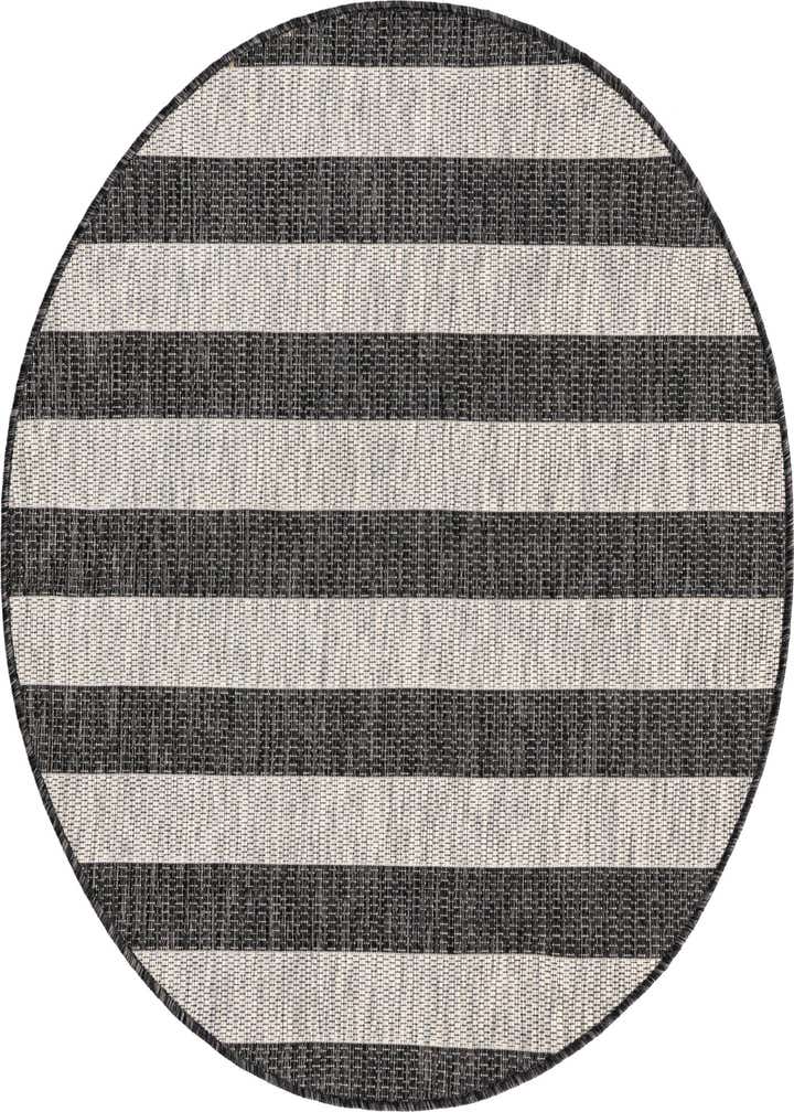 4' x 4' Easy-Clean Striped Indoor / Outdoor Round Rug