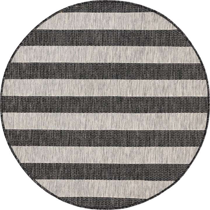 4' x 4' Easy-Clean Striped Indoor / Outdoor Round Rug