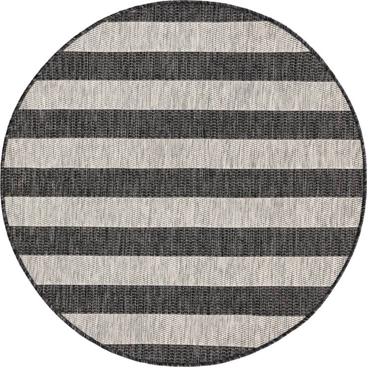 Detail image of 4' x 4' Easy-Clean Striped Indoor / Outdoor Round Rug