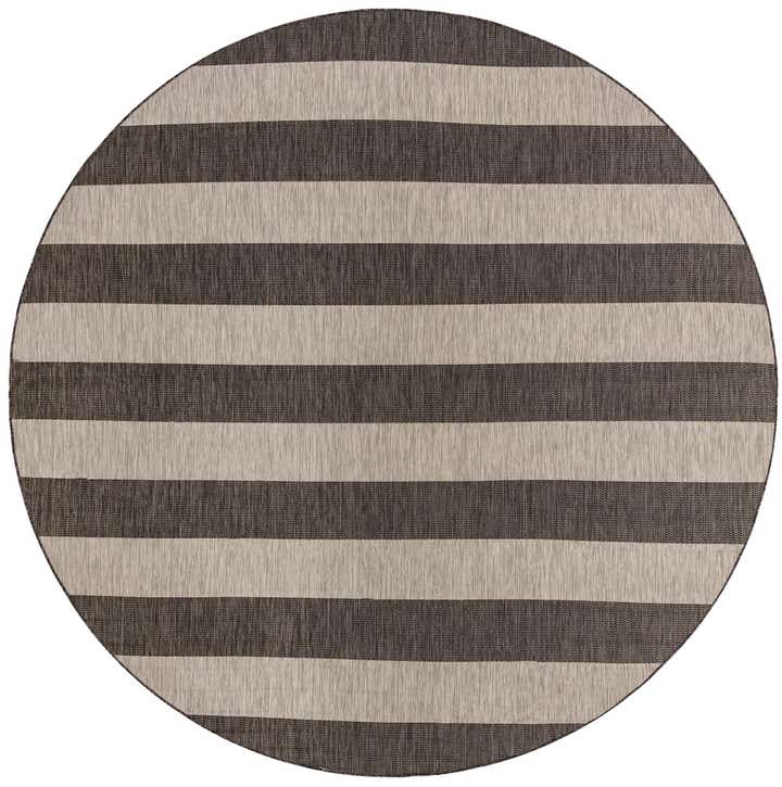 10' 8 x 10' 8 Easy-Clean Striped Indoor / Outdoor Round Rug