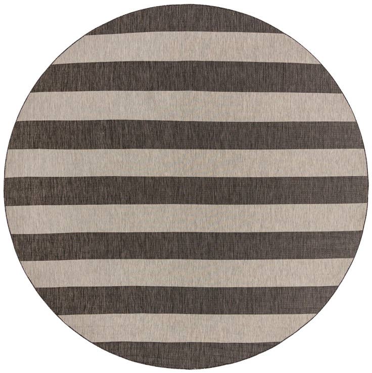 Detail image of 13' x 13' Easy-Clean Striped Indoor / Outdoor Round Rug