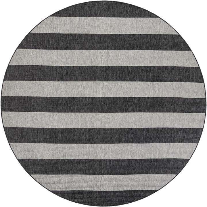 10' x 10' Easy-Clean Striped Indoor / Outdoor Round Rug