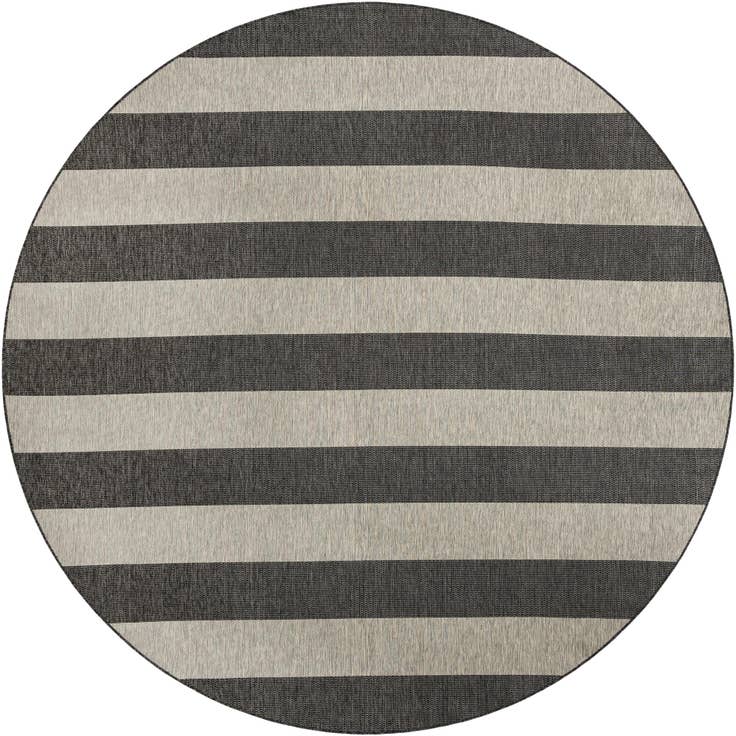 Detail image of 12' x 12' Easy-Clean Striped Indoor / Outdoor Round Rug