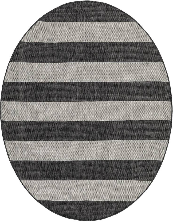 Detail image of 6' x 6' Easy-Clean Striped Indoor / Outdoor Round Rug