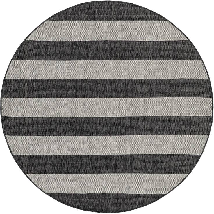 Detail image of 6' x 6' Easy-Clean Striped Indoor / Outdoor Round Rug