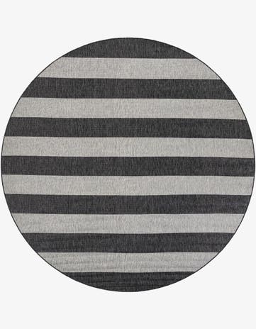 10' x 10' Easy-Clean Striped Indoor / Outdoor Round Rug