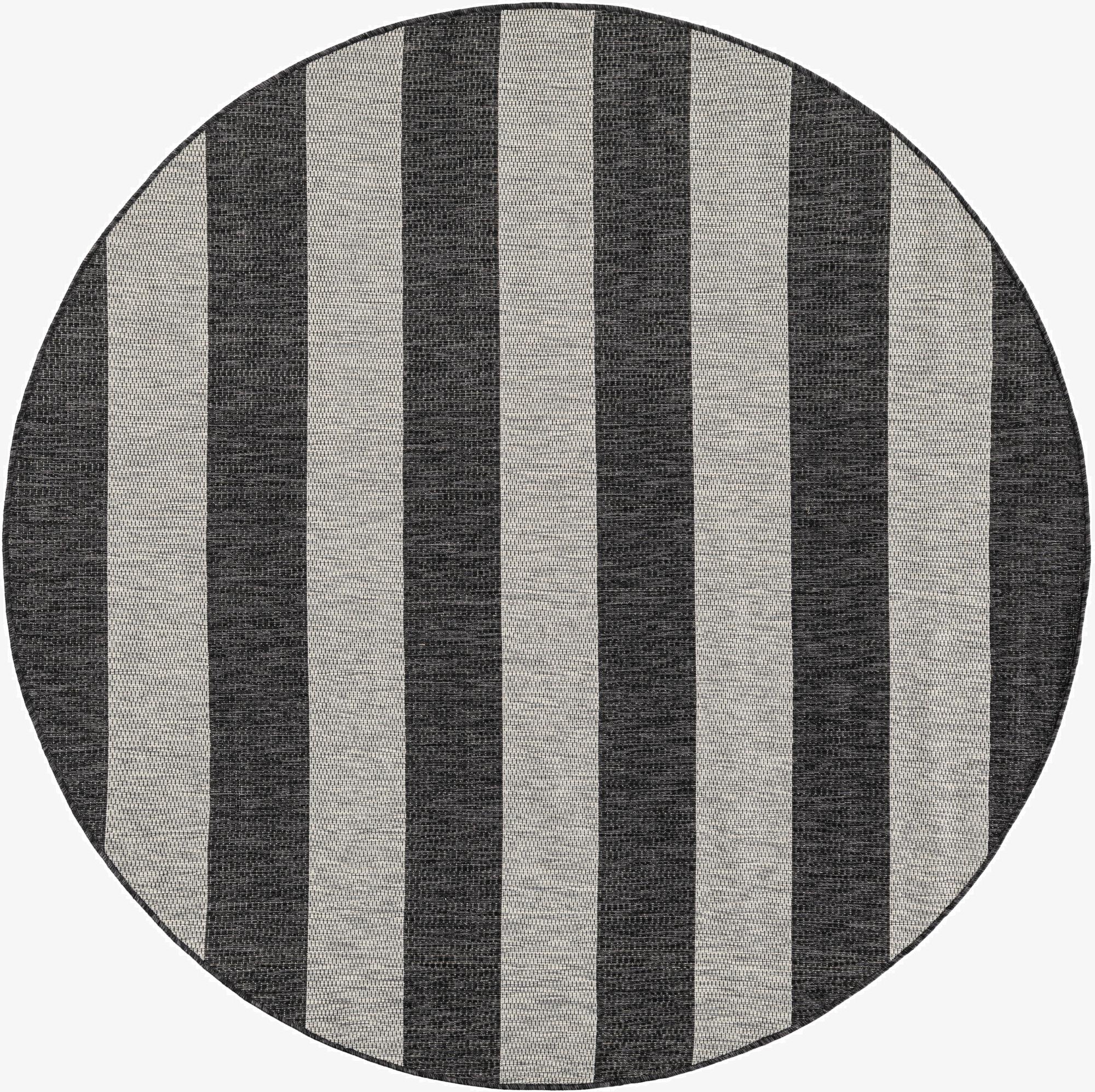 6' x 6'  Washable Striped Indoor / Outdoor Round Rug
