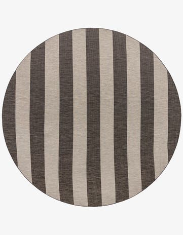 13' x 13' Easy-Clean Striped Indoor / Outdoor Round Rug