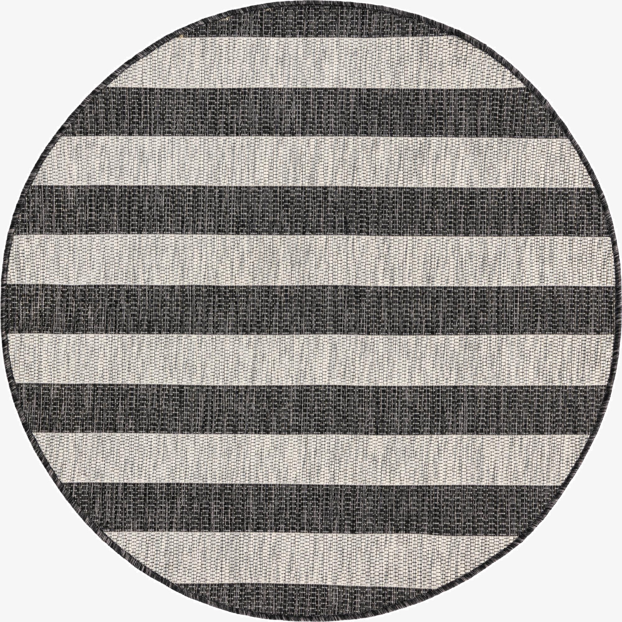 4' x 4'  Washable Striped Indoor / Outdoor Round Rug