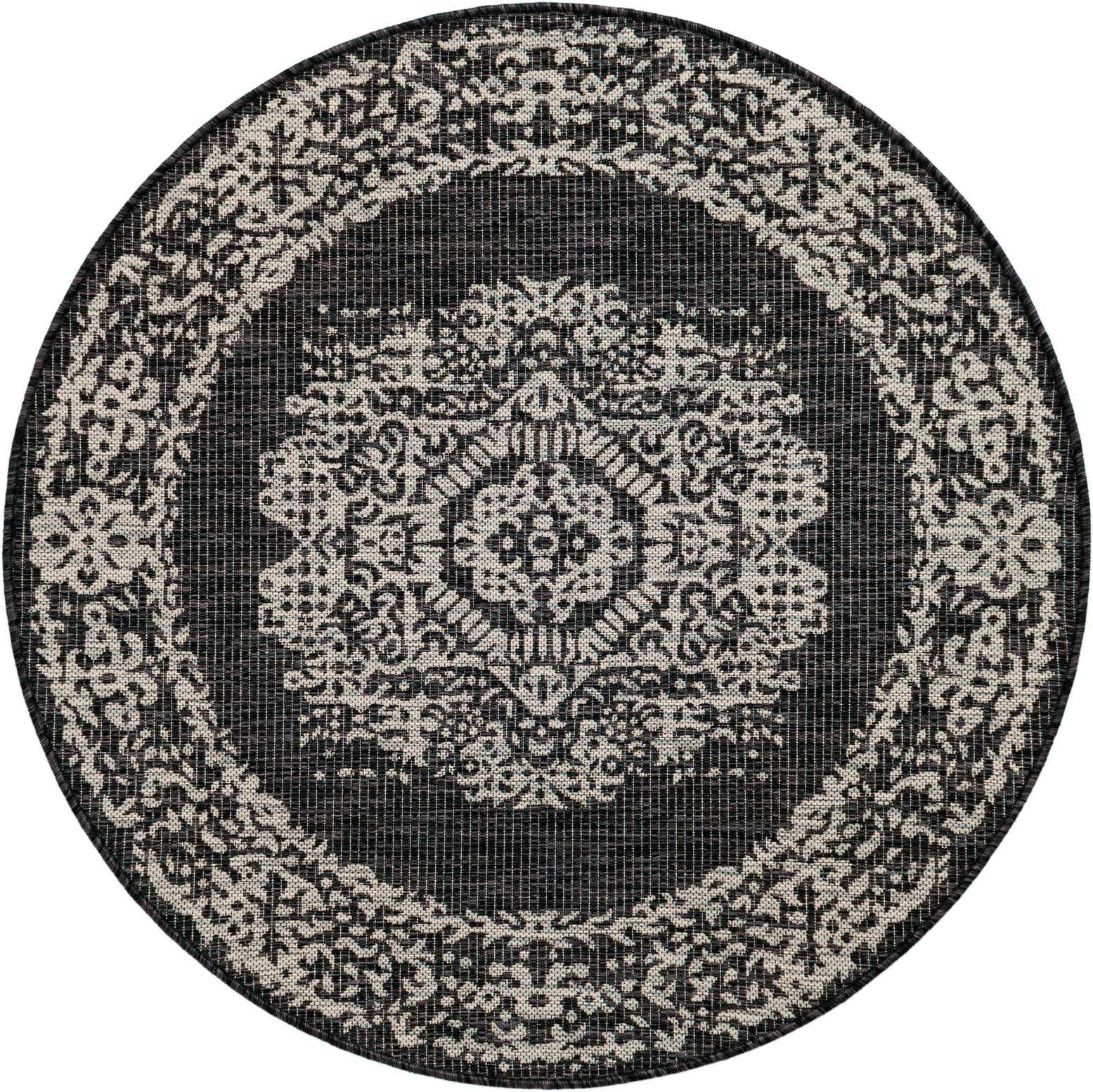4' x 4' Easy-Clean Traditional Indoor / Outdoor Round Rug