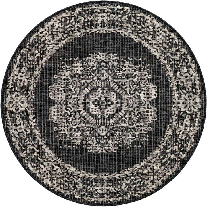 4' x 4' Easy-Clean Traditional Indoor / Outdoor Round Rug