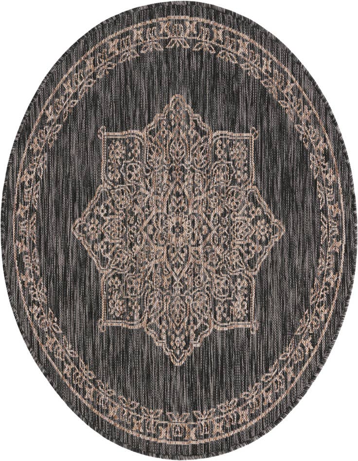 Detail image of 4' x 4' Easy-Clean Traditional Indoor / Outdoor Round Rug