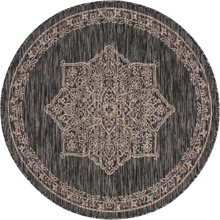 4' x 4' Easy-Clean Traditional Indoor / Outdoor Round Rug