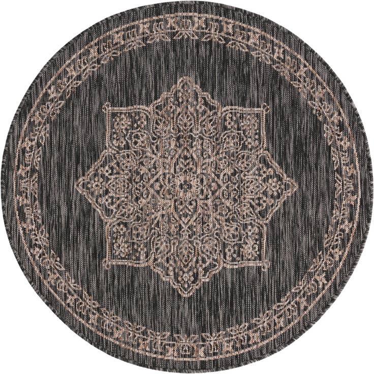 Detail image of 4' x 4' Easy-Clean Traditional Indoor / Outdoor Round Rug