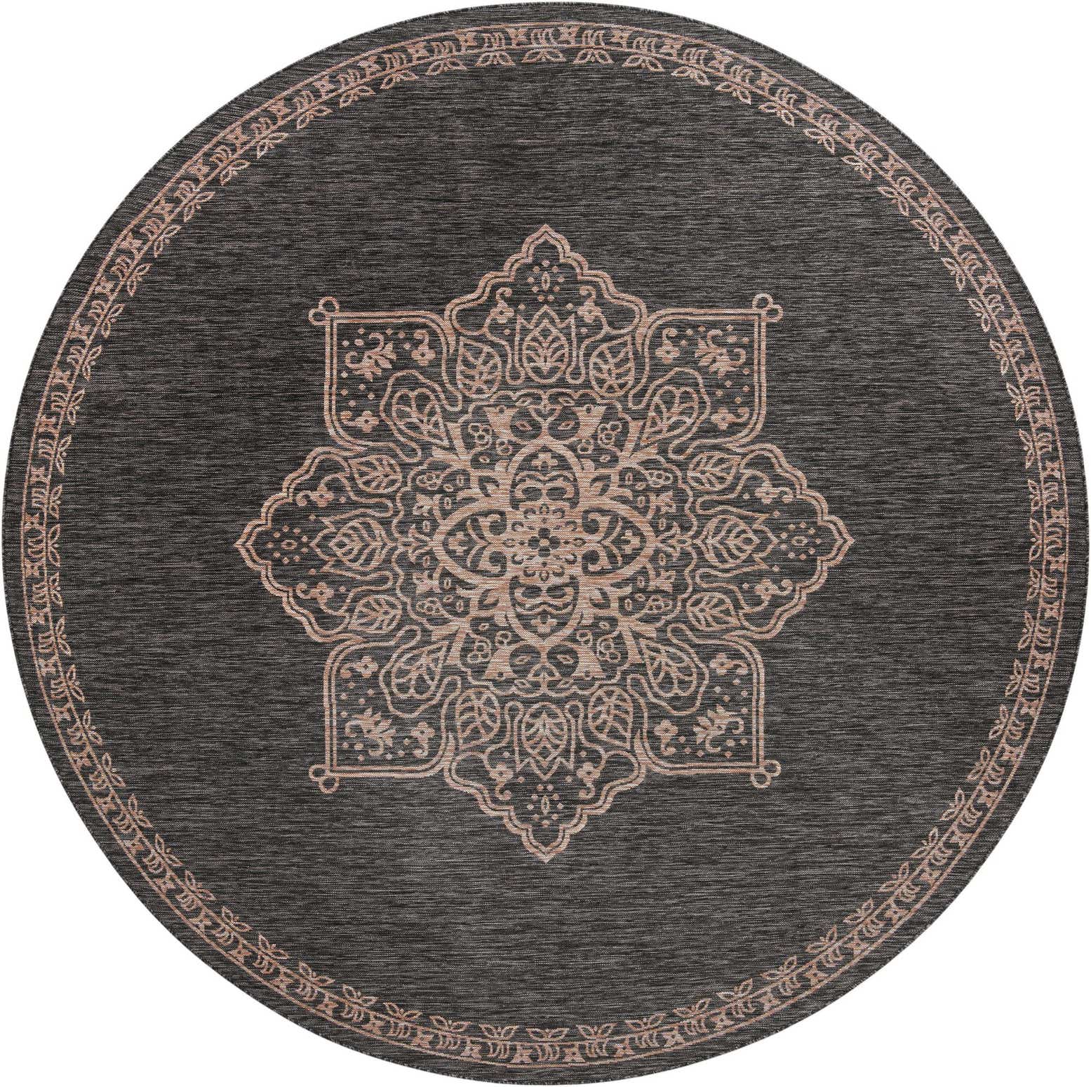 10' 8 x 10' 8 Easy-Clean Traditional Indoor / Outdoor Round Rug