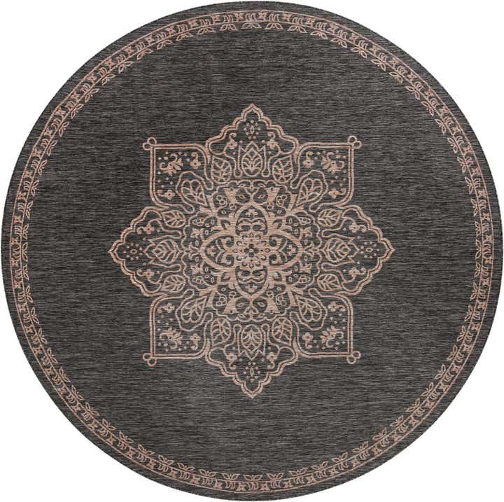 10' 8 x 10' 8 Easy-Clean Traditional Indoor / Outdoor Round Rug