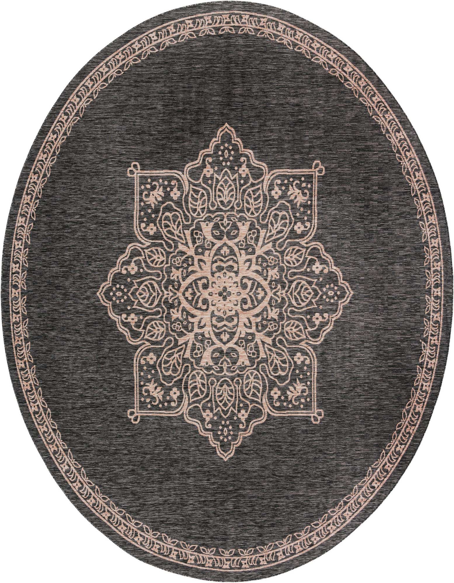 13' x 13' Easy-Clean Traditional Indoor / Outdoor Round Rug