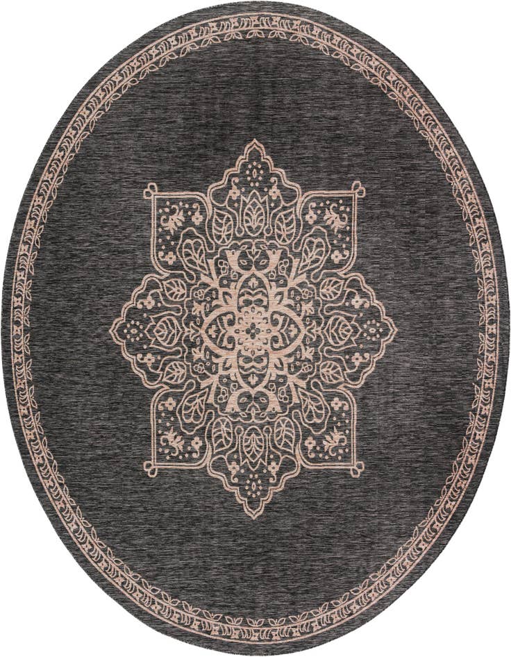 Detail image of 13' x 13' Easy-Clean Traditional Indoor / Outdoor Round Rug
