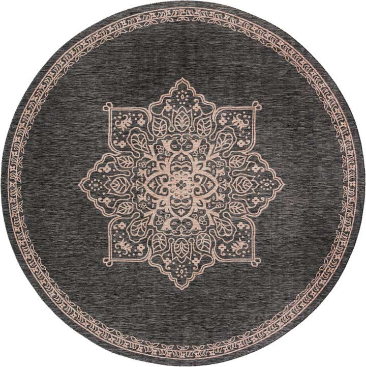 13' x 13' Easy-Clean Traditional Indoor / Outdoor Round Rug