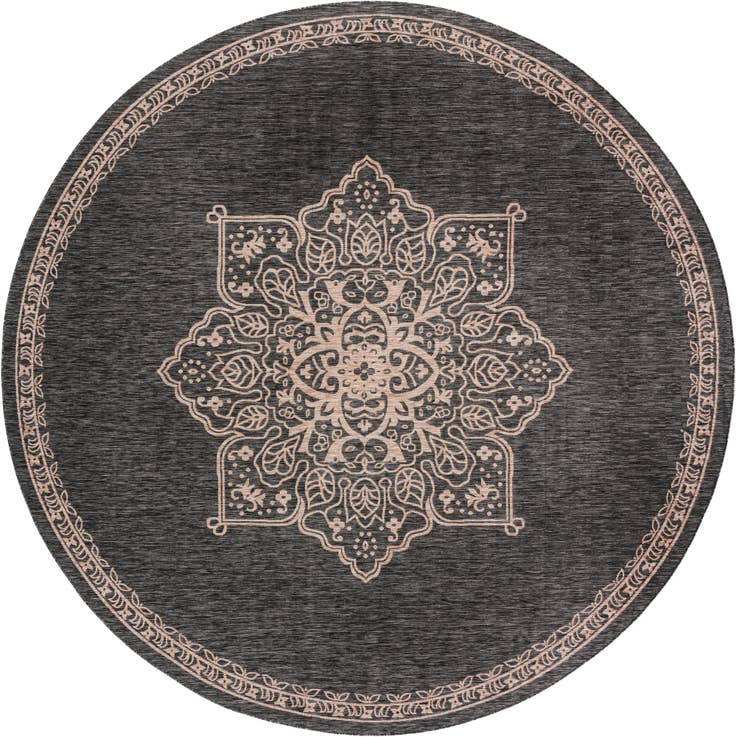 Detail image of 13' x 13' Easy-Clean Traditional Indoor / Outdoor Round Rug