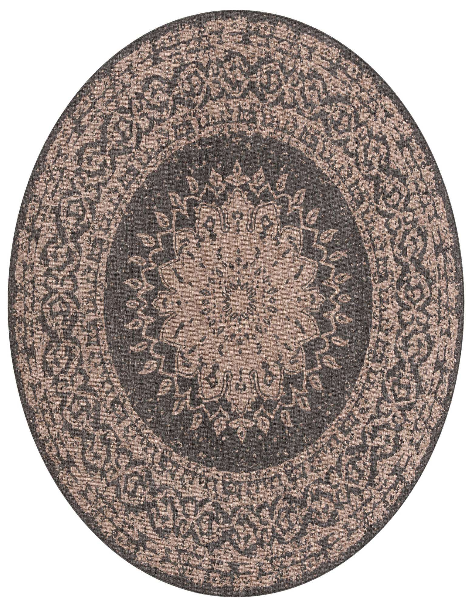 10' x 10' Easy-Clean Traditional Indoor / Outdoor Round Rug